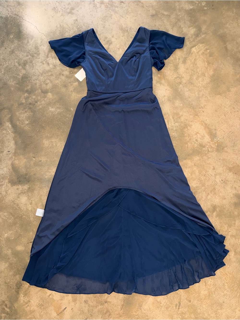 Ever Pretty Navy Charming Chiffon Bridesmaid Dress Lotus Leaf Hem NWT Size 10 - Picture 12 of 16